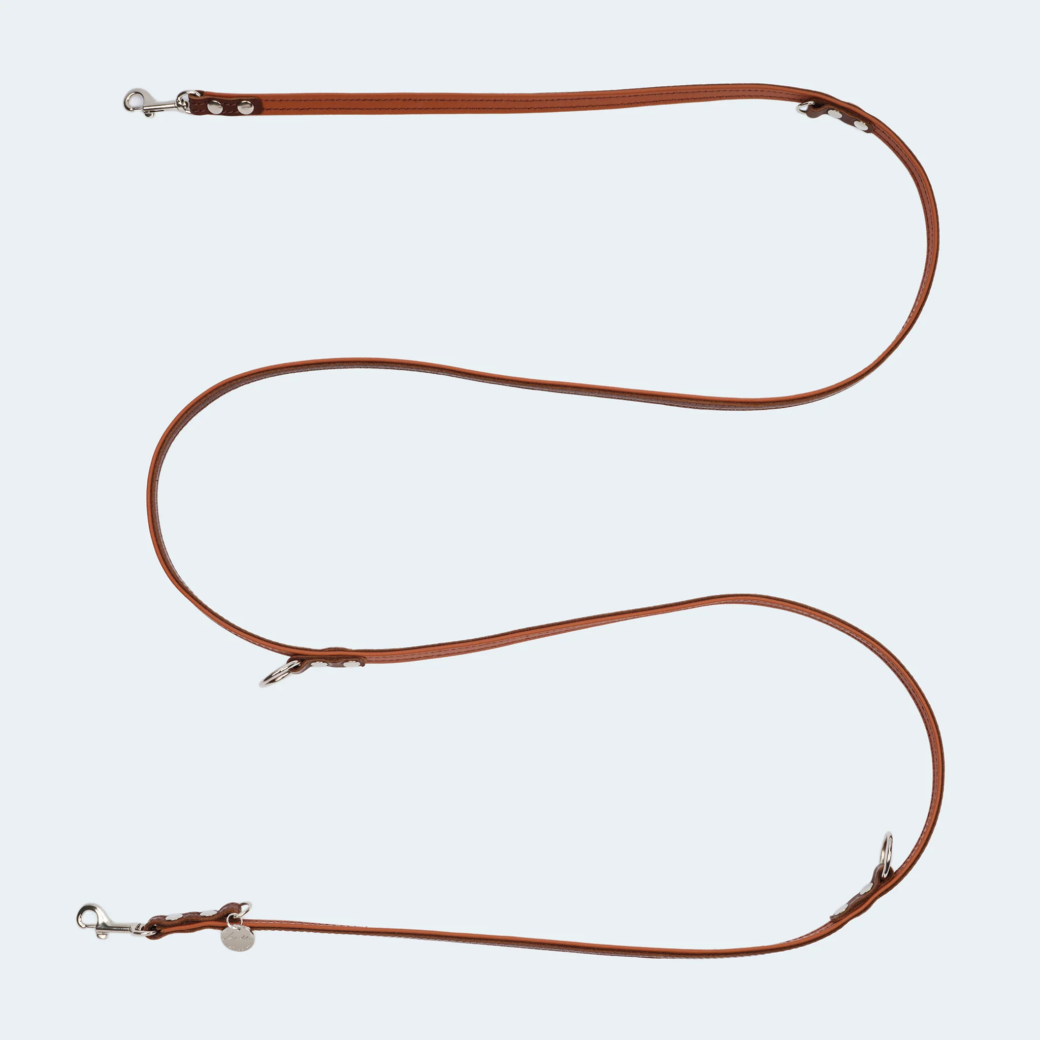 Hundeleine verstellbar Leder dunkelbraun/ cognac