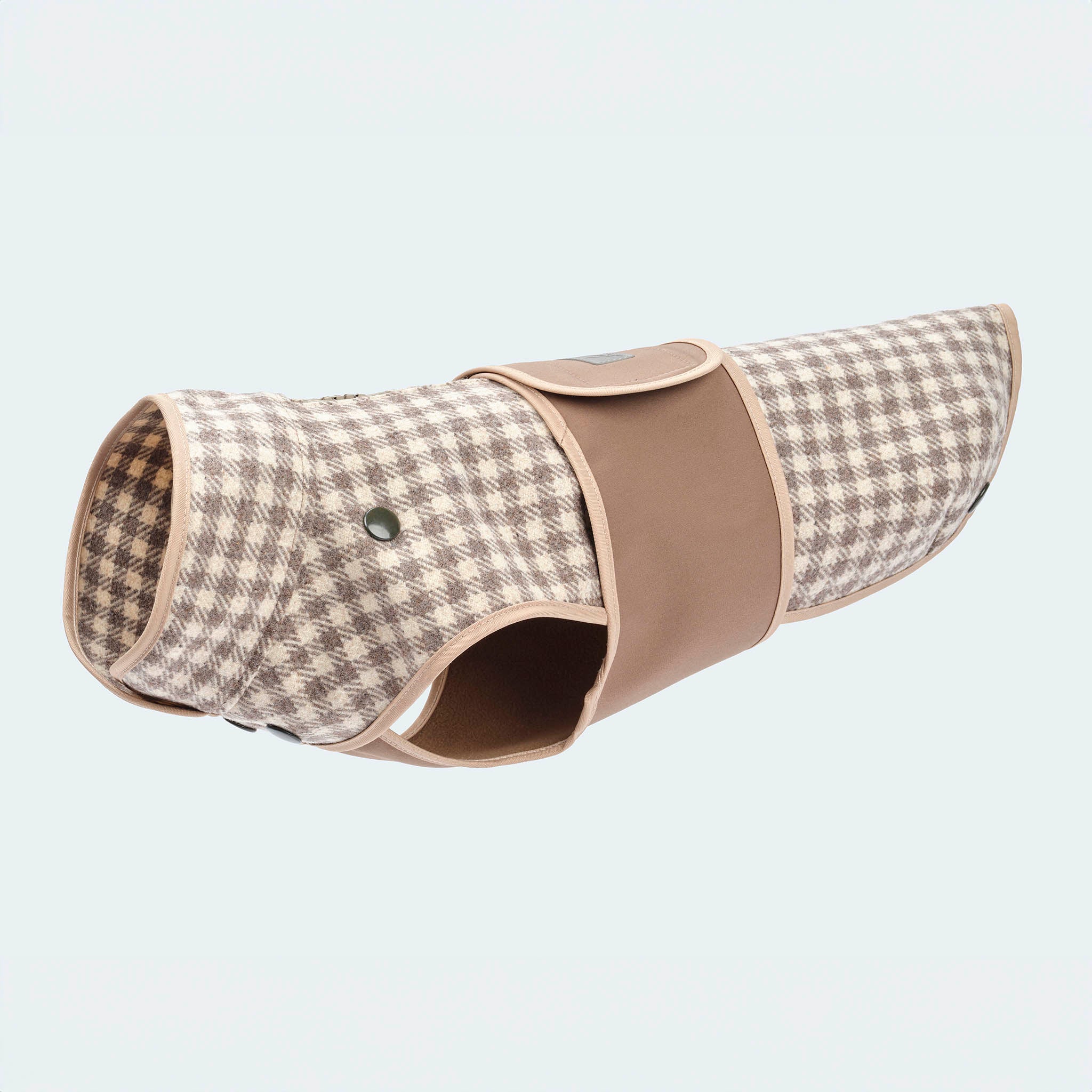 Hundemantel Wolle Softshell Vichy Karo taupe - Image 2